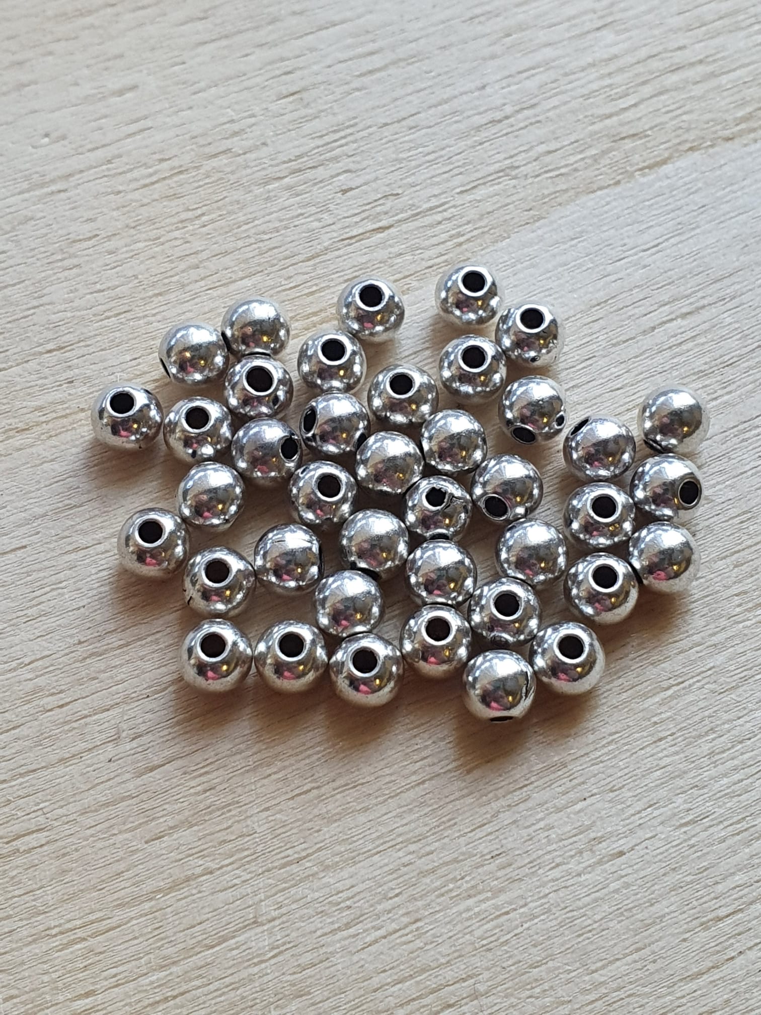 Metalen Kraal - Antiek Zilver - Rond