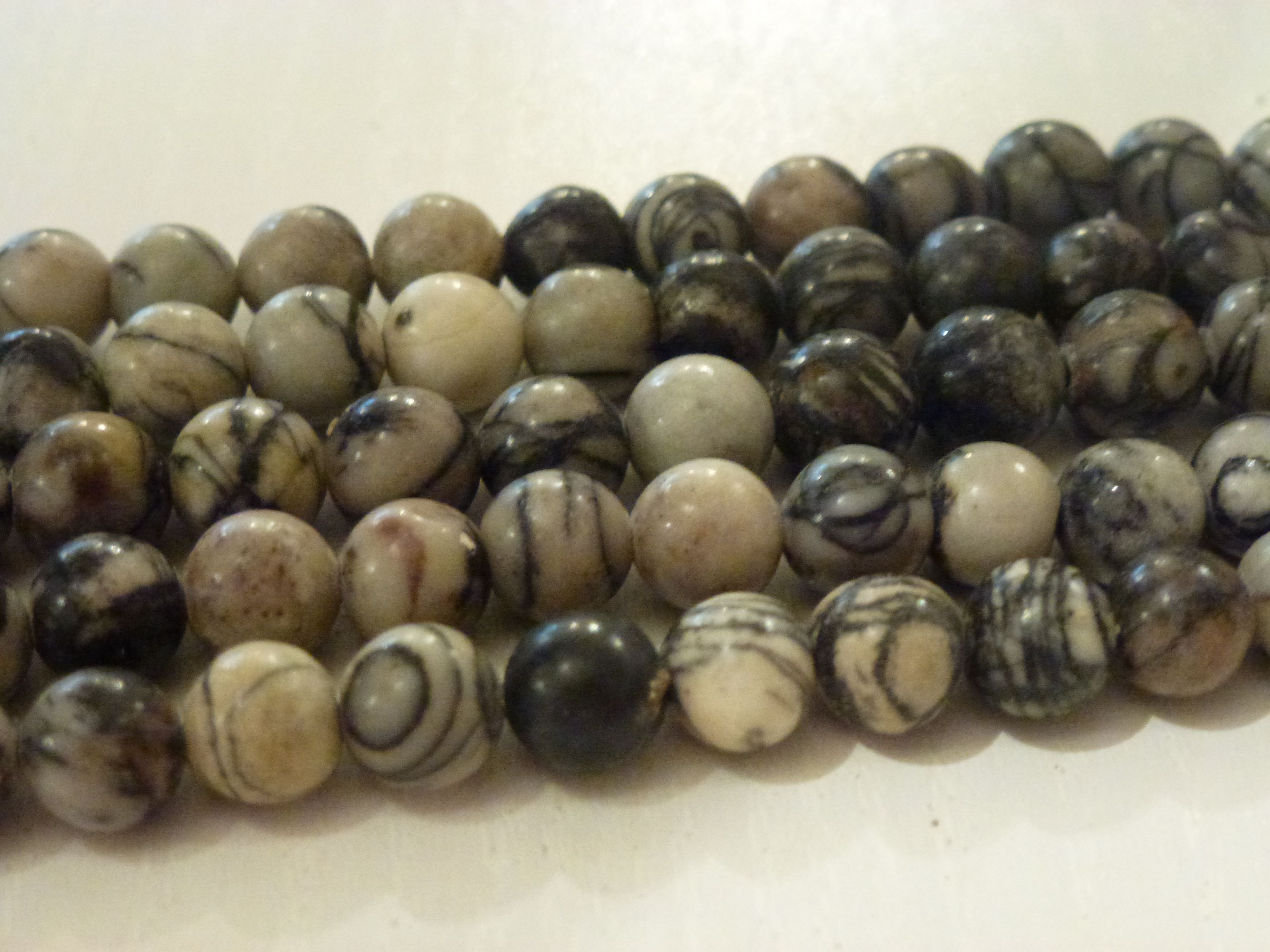 Natuursteen Black Silk Stone ca. 6mm Natuursteen Kraal Sparklin