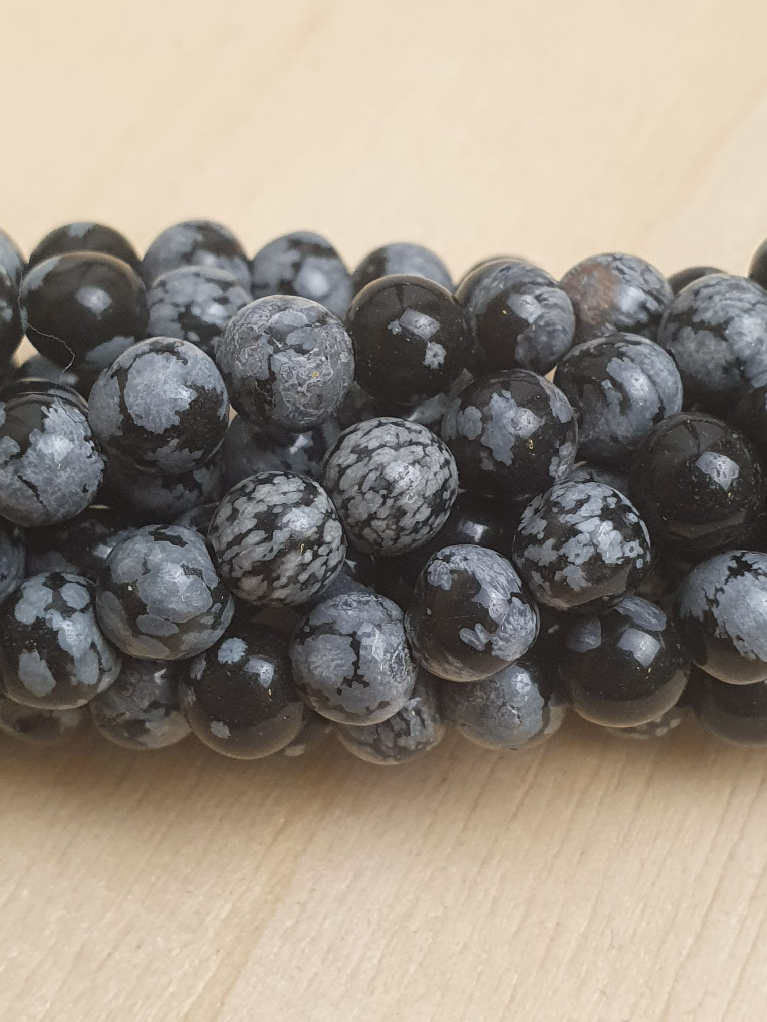 Natuursteen Snowflake Obsidiaan - ca. 6mm - Natuursteen - Kraal ...