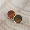 Oorsteker, Cabochon 12mm, met oogje - Gold-plated RVS