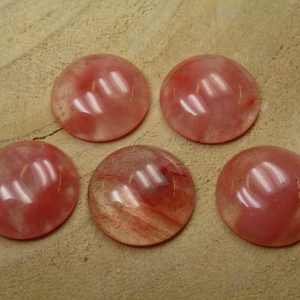 Natuursteen Cabochon - Cherry Quartz (synthetisch)