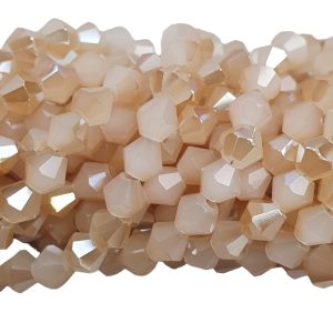 Glaskraal, Bicone - Half-plated Beige/Wheat