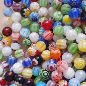 Millefiori Flower Kraal - 6mm Rond