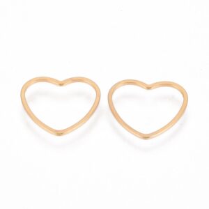 Connector, Heart - Gold-plated RVS