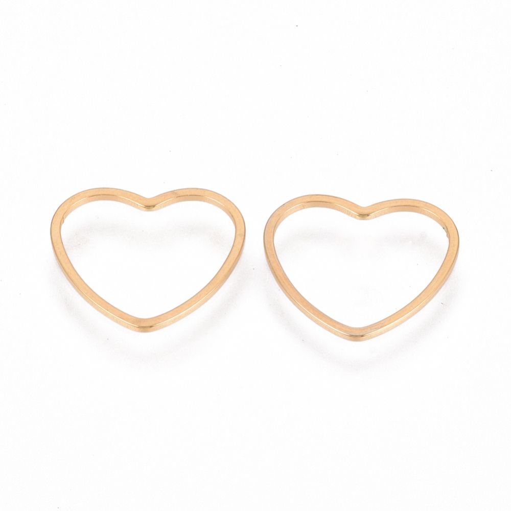 Connector, Heart - Gold-plated RVS
