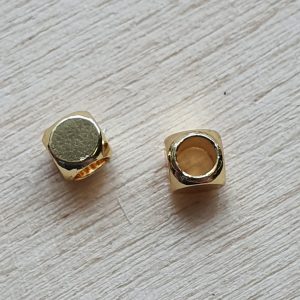 Metaal Kraal, Cube - Goud-kleurig