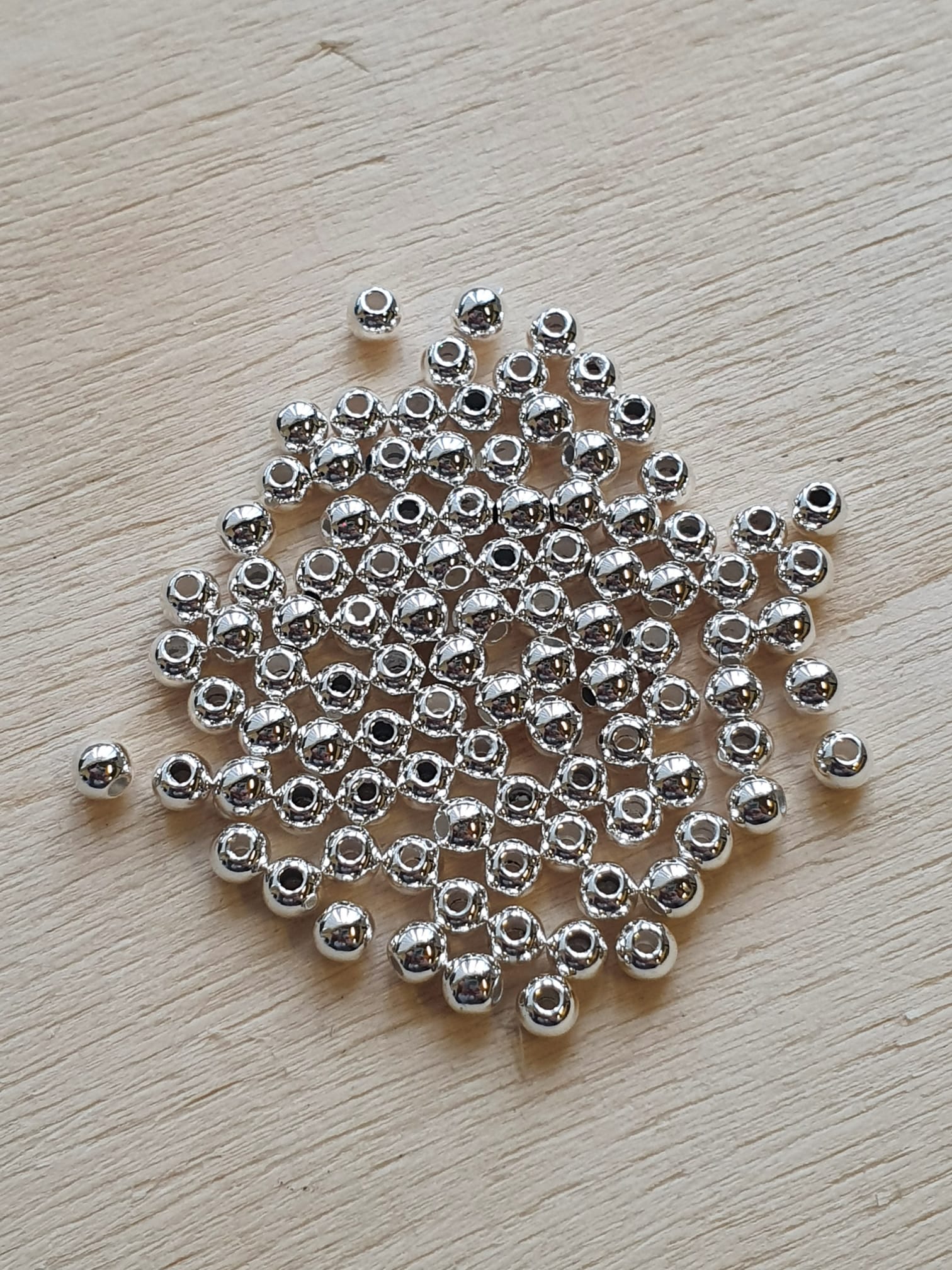 Metallook kraal - Zilver-kleurig
