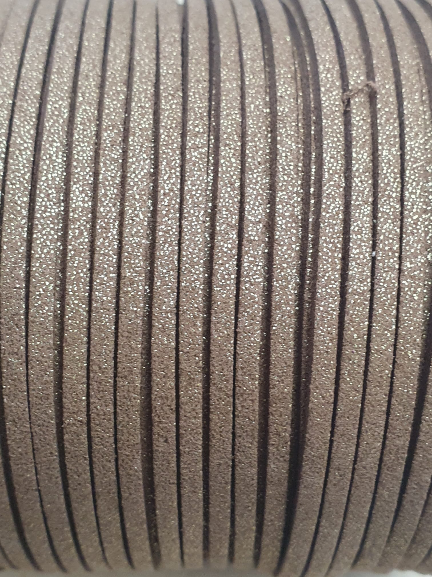 Suede Cord - Light Brown Glitter