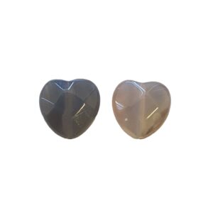 Natuursteen, Faceted Heart - Grijze Agaat