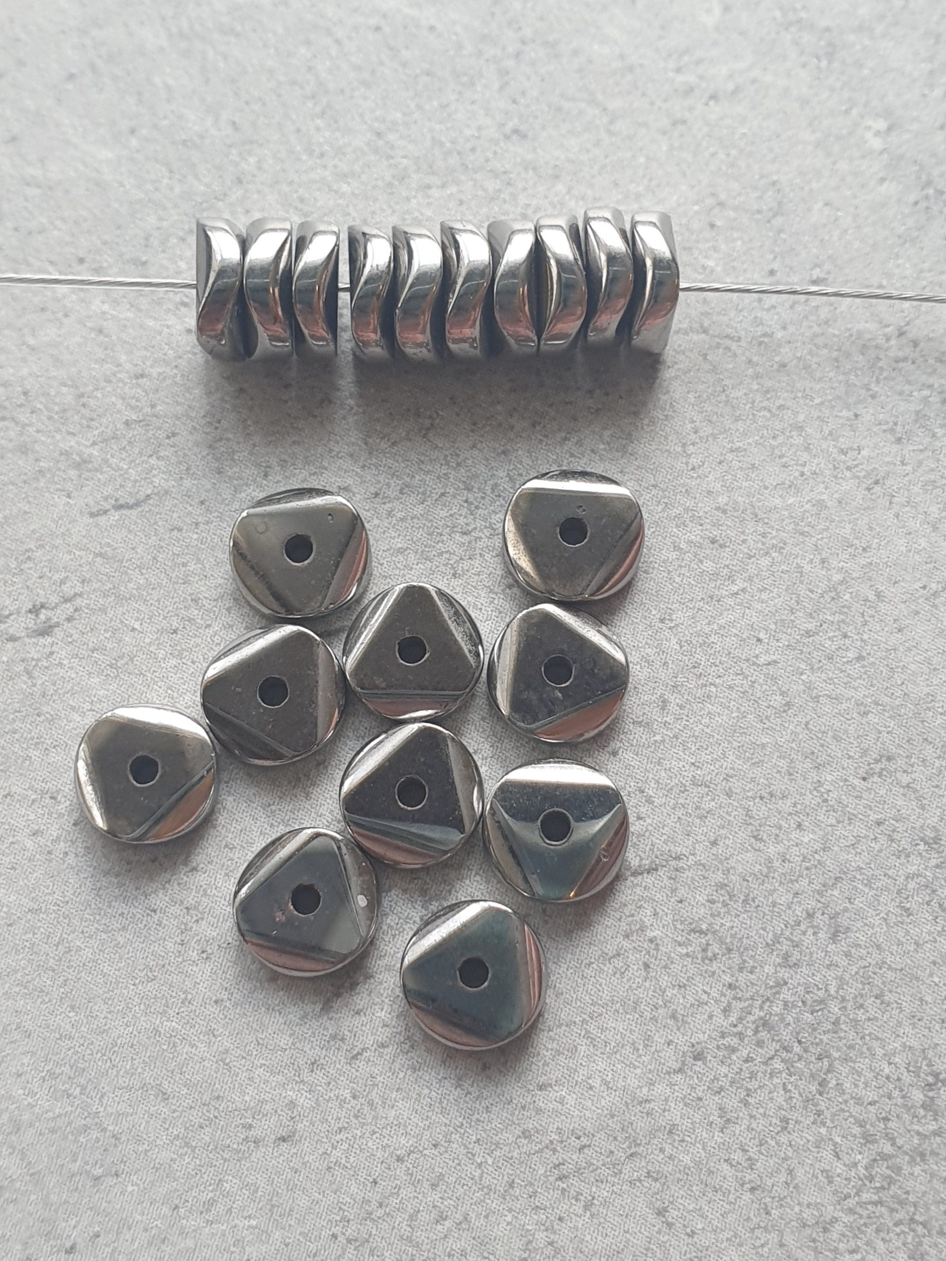 Hematiet Disc, Wave - Antiek Zilver