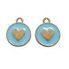 Bedel Enamel, Rond Hart - Aqua Blue