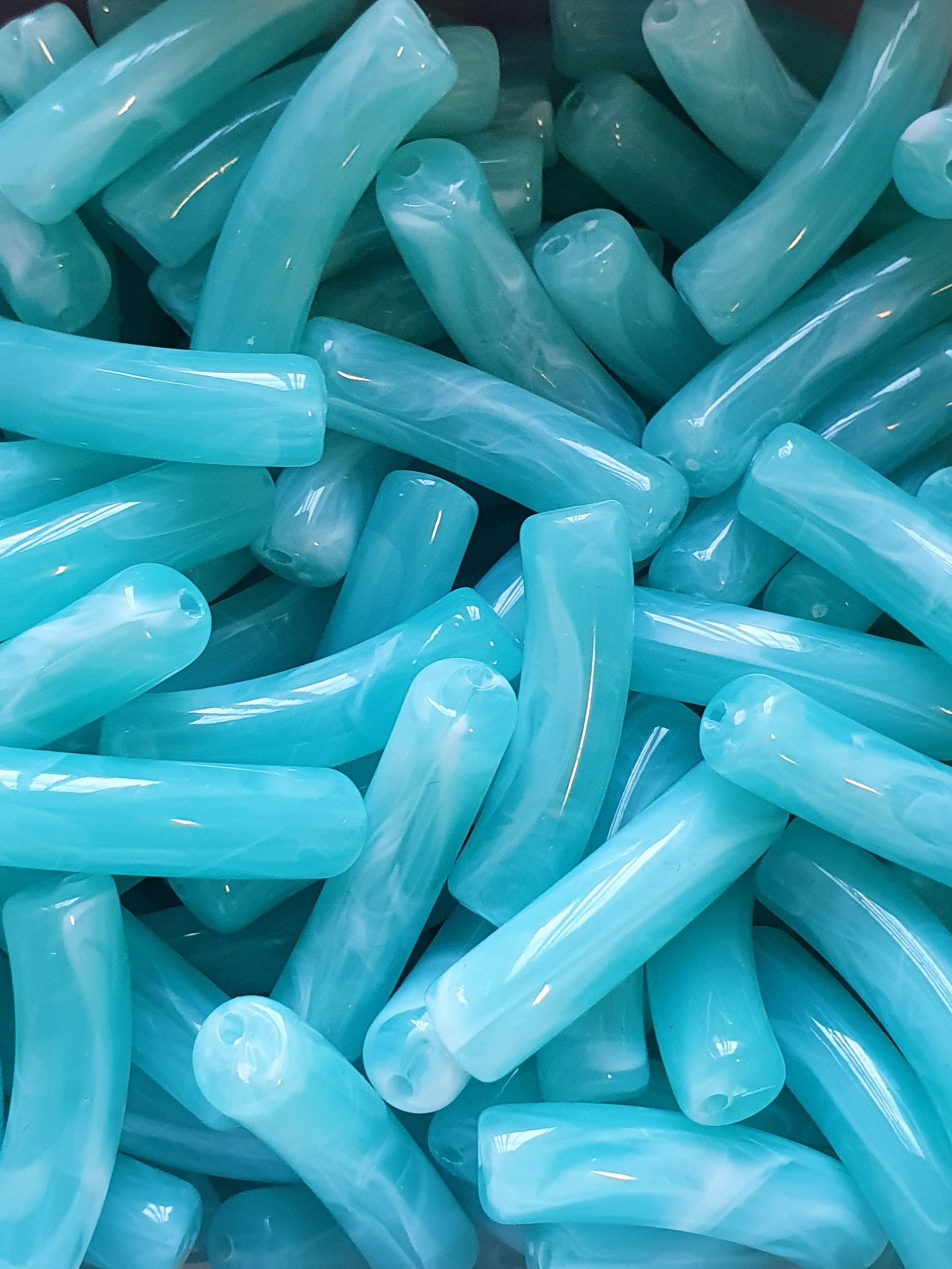 Curved Tube - Imitatie Gemstone, Turquoise - Afbeelding 2