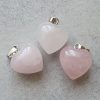 Natuursteen Hanger, Hartje - Rozenkwarts, Antiek-Zilver