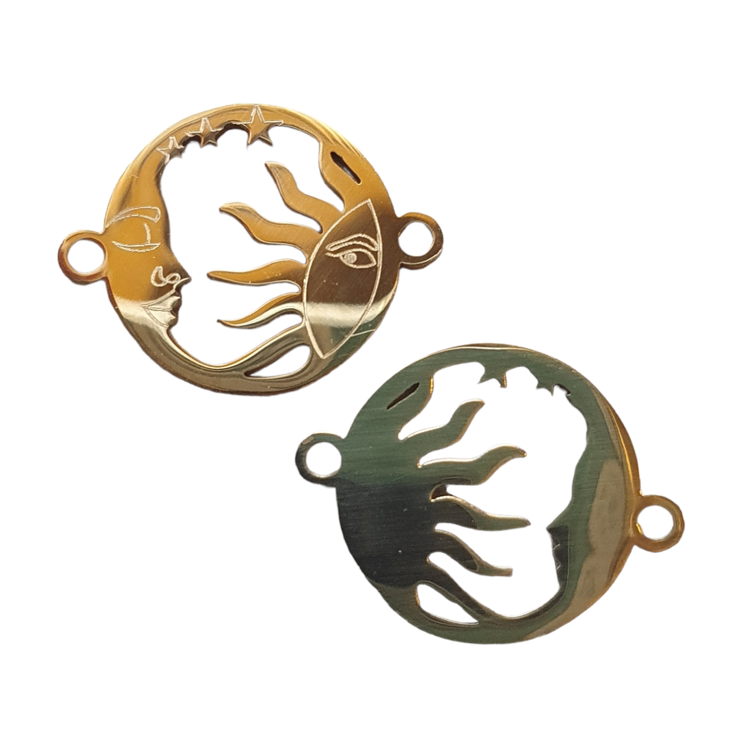 Connector, Moon & Sun - Gold-plated RVS