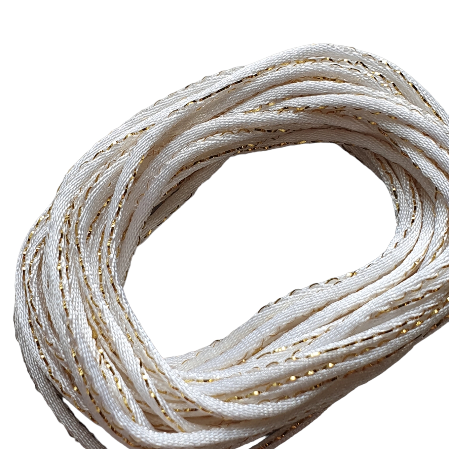 Satijnkoord dun - White, Metallic