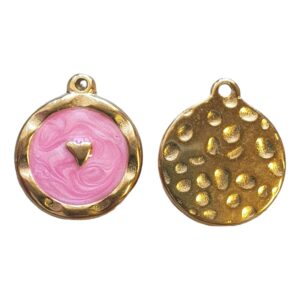 RVS - Gold - Enamel with Heart, Pink