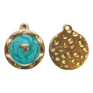 RVS - Gold - Enamel with Heart, Teal
