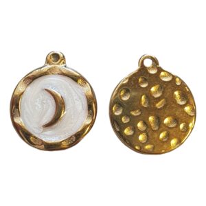 RVS - Gold - Enamel with Moon, White