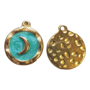 RVS - Gold - Enamel with Moon, Teal