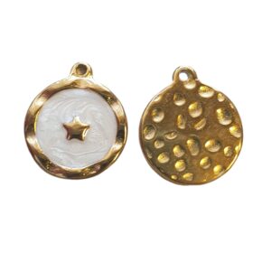 RVS - Gold - Enamel with Star, White