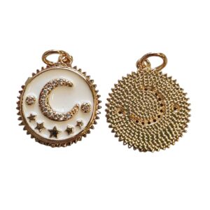 Bedel Enamel, Moon&Rhinestones - White