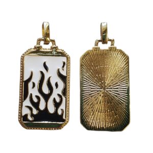 Bedel Enamel, Rechthoek Vlammen - Black&White