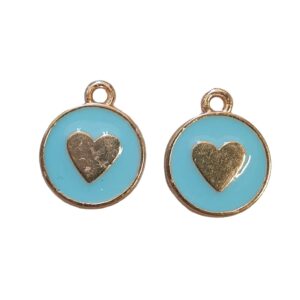 Bedel Enamel, Hart Rond Small - Aqua