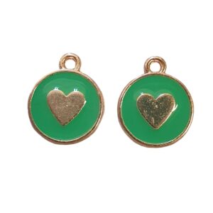 Bedel Enamel, Hart Rond Small - Green