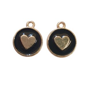 Bedel Enamel, Hart Rond Small - Black