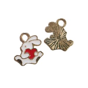 Bedel Enamel, Konijn met hart - White