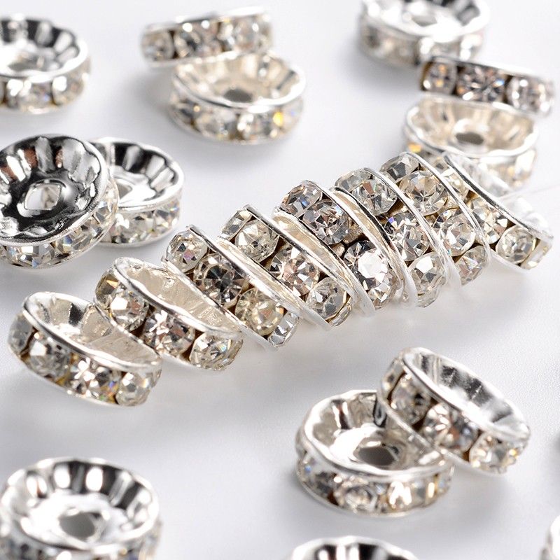 Strass Spacer - Antiek Zilver - Crystal
