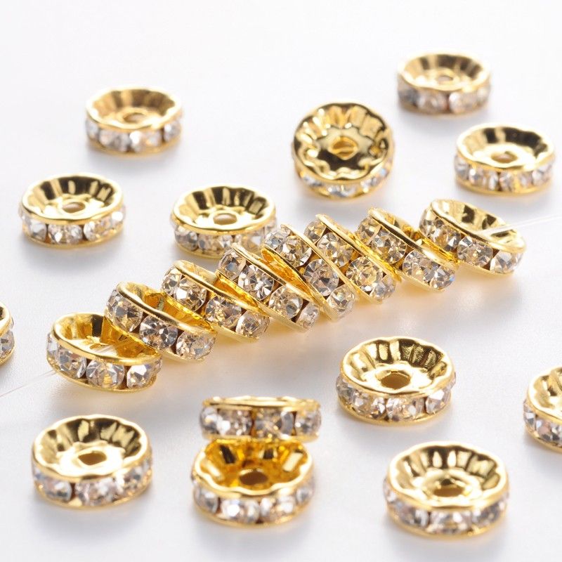 Strass Spacer - Goud-kleurig - Crystal