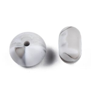 Siliconen, 14X8mm - Rondelle - Marble Grey
