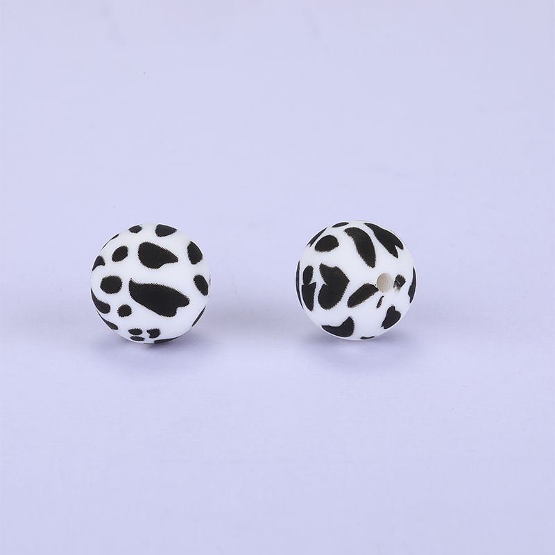 Siliconen, 15mm - Rond Print - Cow Print