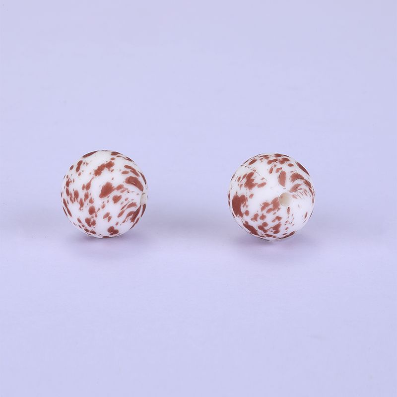 Siliconen, 15mm - Rond Print - Brown Spots