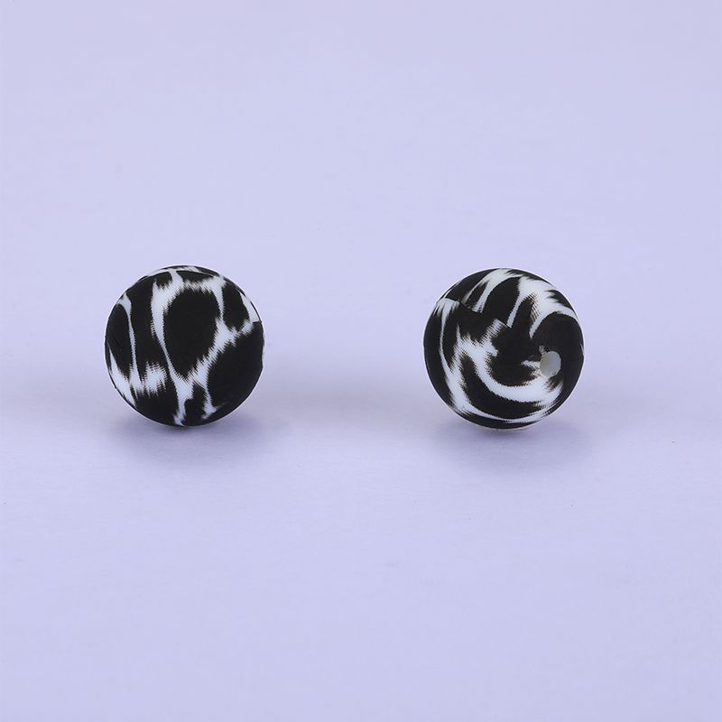 Siliconen, 15mm - Rond Print - Cow Black