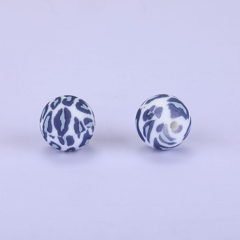 Siliconen, 15mm - Rond Print - Leopard Grey