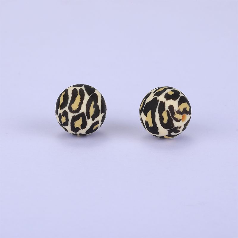 Siliconen, 15mm - Rond Print - Leopard Gold