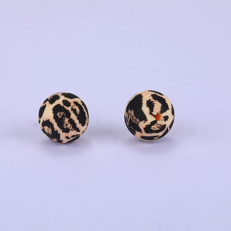 Siliconen, 15mm - Rond Print - Cheeta Brown