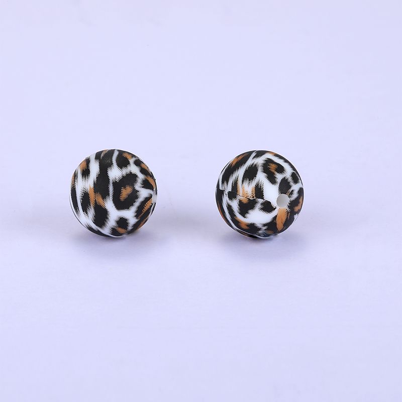 Siliconen, 15mm - Rond Print - Leopard Brown