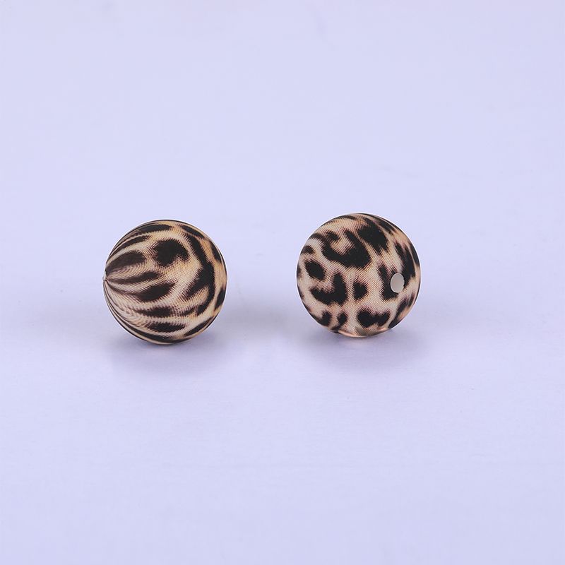 Siliconen, 15mm - Rond Print - Leopard Beige