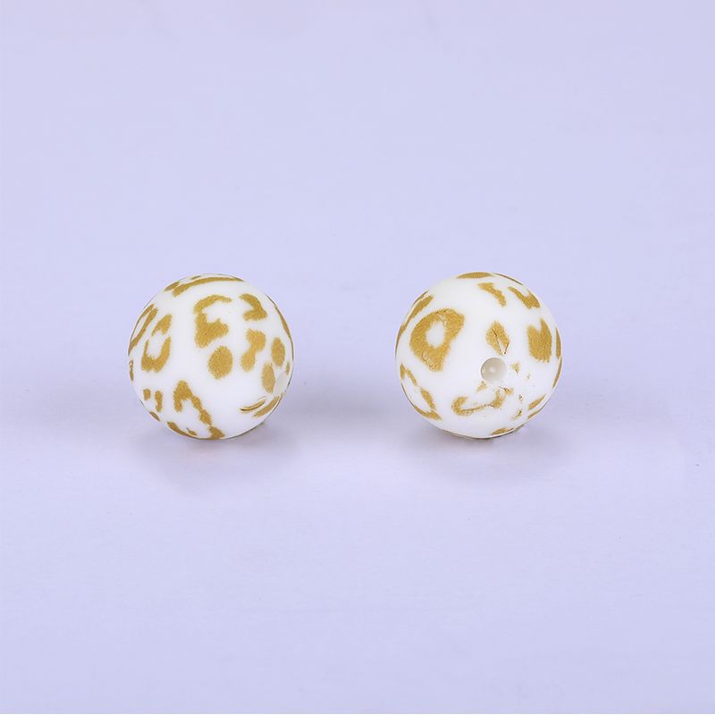 Siliconen, 15mm - Rond Print - Cheeta Gold