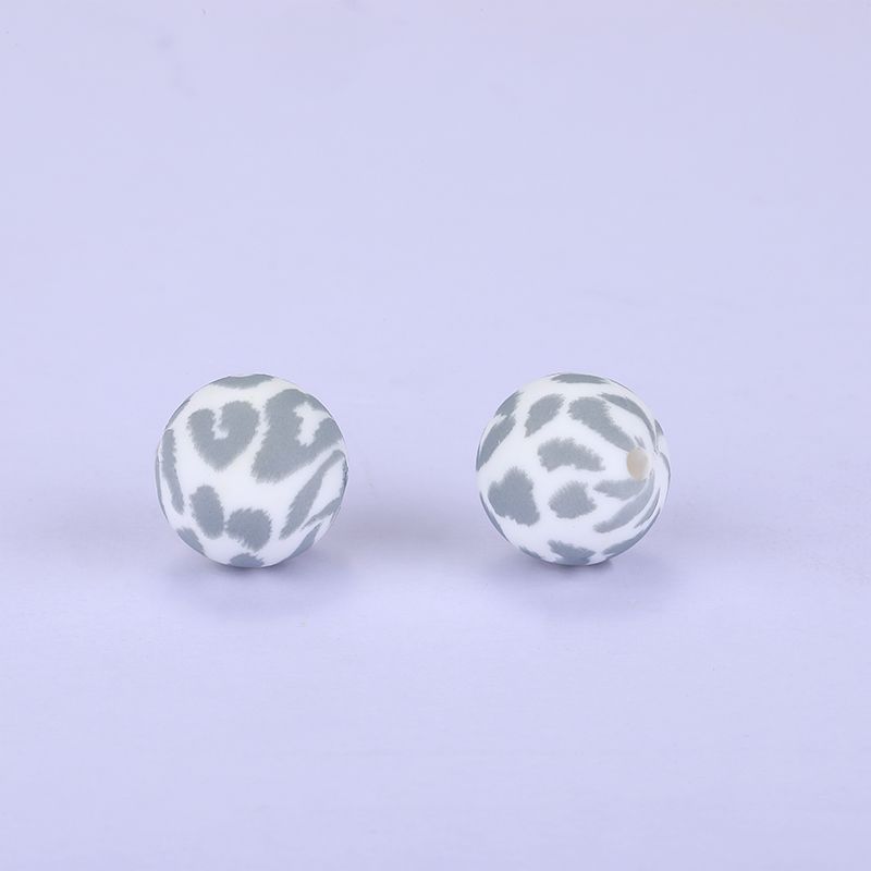 Siliconen, 15mm - Rond Print - Cheeta Grey