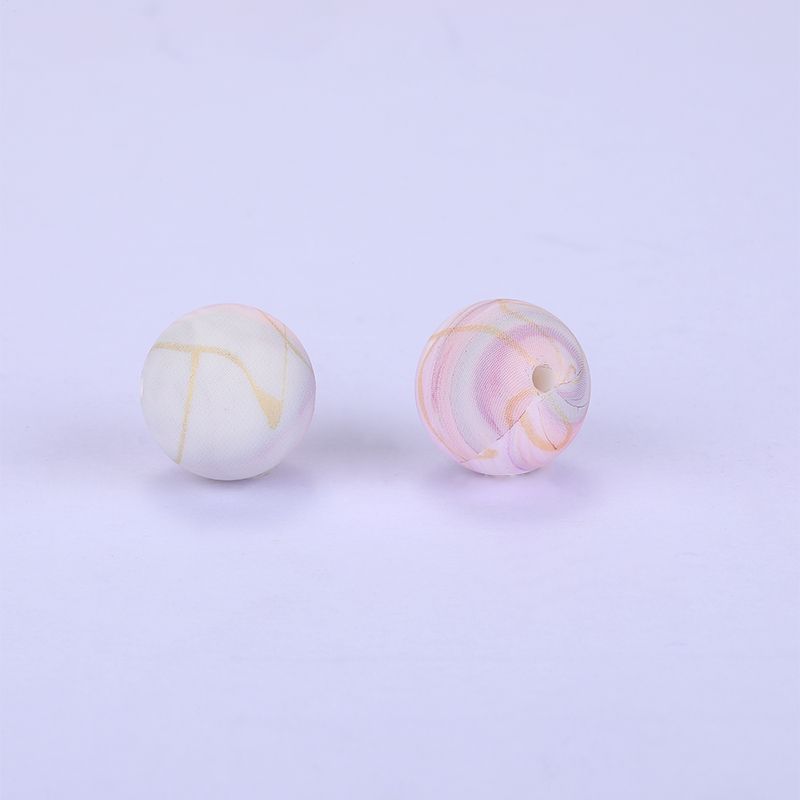 Siliconen, 15mm - Rond Print - Lavender Blush Swirls