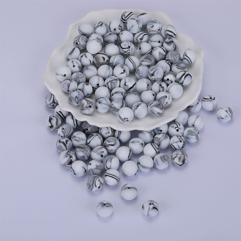 Siliconen, 15mm - Rond - Marble Black