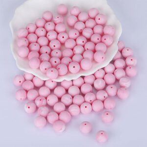 Siliconen, 15mm - Rond - Marble Light Pink