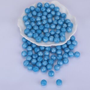 Siliconen, 15mm - Rond - Pearl Sky Blue