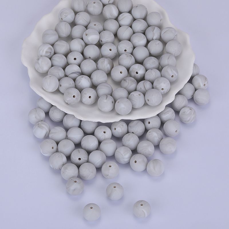 Siliconen, 15mm - Rond - Marble Grey