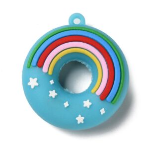 Cartoon Pendant - Donut Rainbow, Aqua