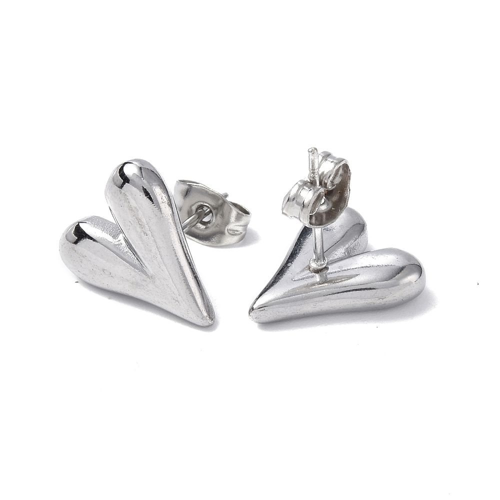 RVS, Oorsteker - Puffy Heart - RVS - Afbeelding 2